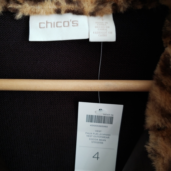 Chicos Faux Fur Leopard Print Vest NWT - Picture 8 of 12